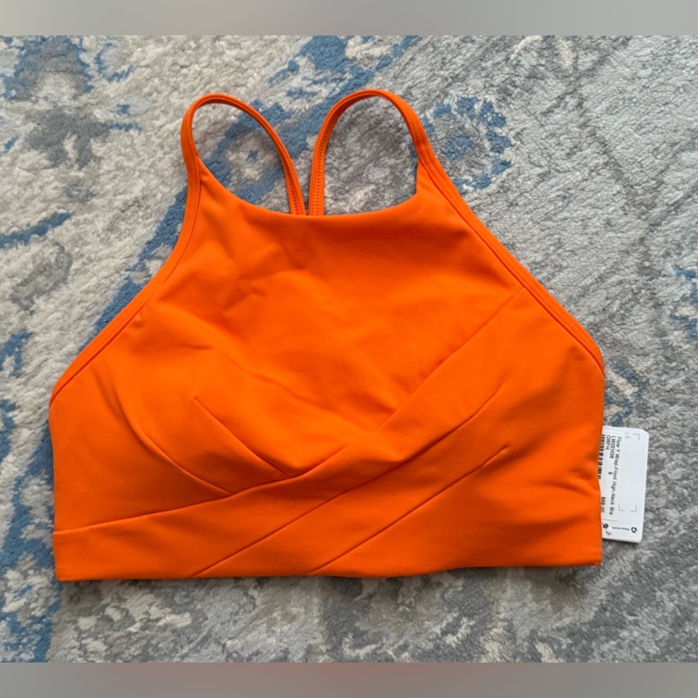 Lululemon Flow Y Wrap-Front High-Neck Bra *Light Support, B/C Cup Orange Flash